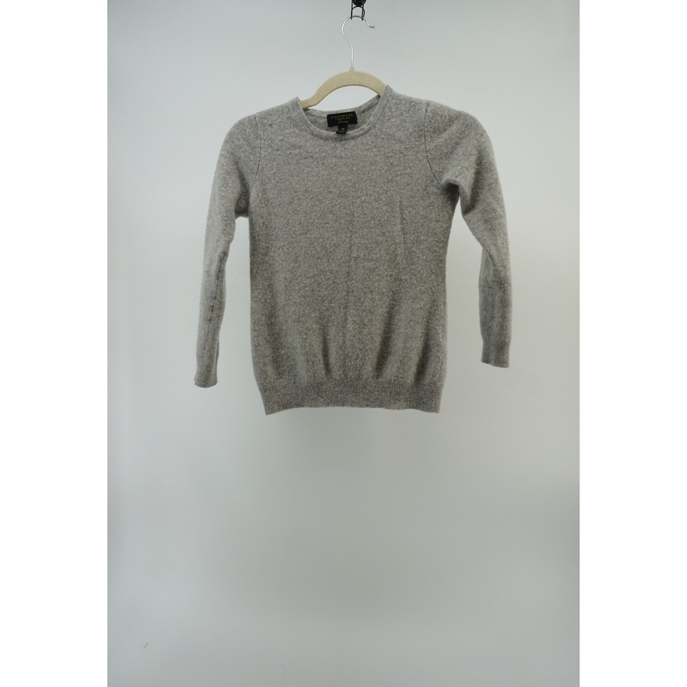 Charter Club 100% Cashmere Crewneck Sweater Luxury Minimalist Heather Gray XS
